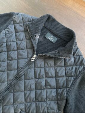 7 Diamonds Black Quilted Zip Sweater Jacket